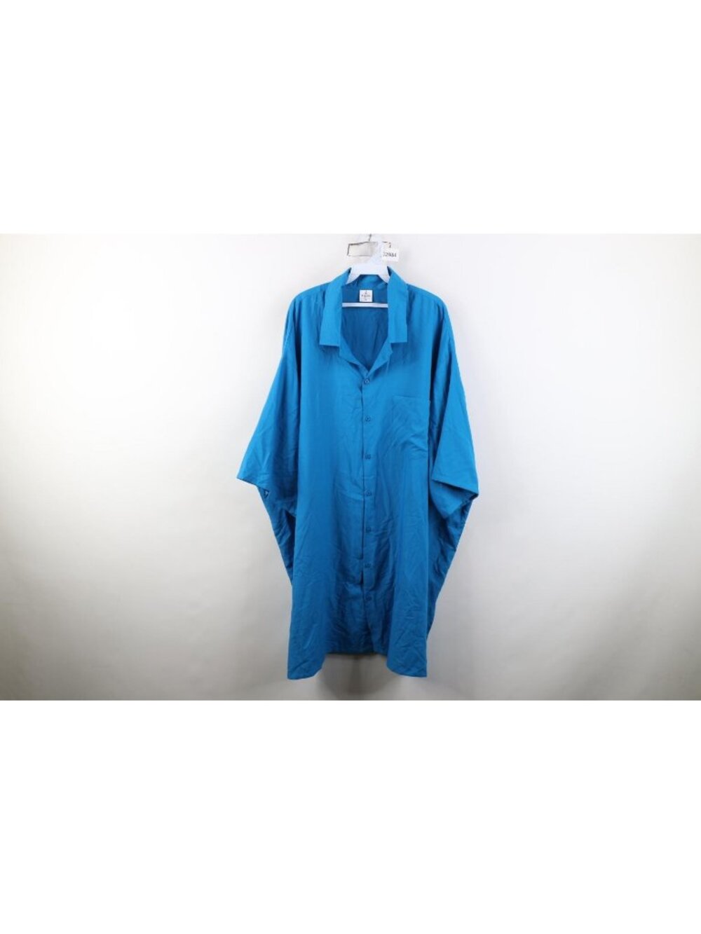 Vintage 90s Y2K Streetwear Mens 5XL Rayon Gabardine Collared Button Shirt Blue
